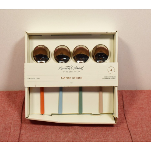 Hearth & Hand with Magnolia Set of 4 Contrast Handle Serving Spoons - Picture 1 of 4